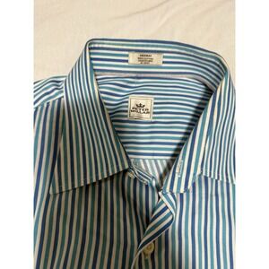 Peter Millar Long Sleeve Button Down Cotton Blue Stripe Shirt Mens Medium